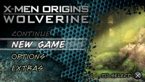 X-Men Origins: Wolverine title screen for PSP